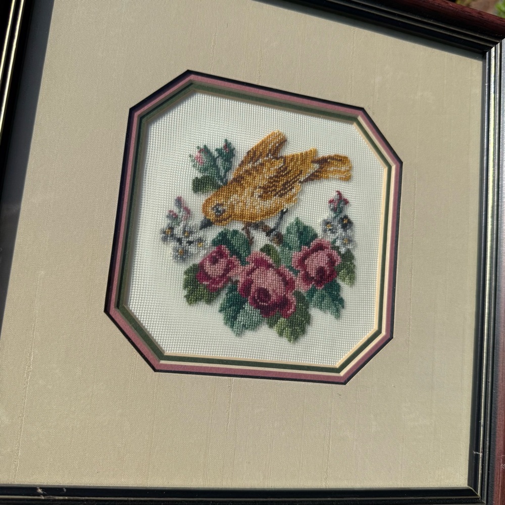 Framed Bird‎ and Floral Embroidery Art - Picture 4 of 4